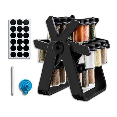 Rotatable Glass Spice Bottle Rack