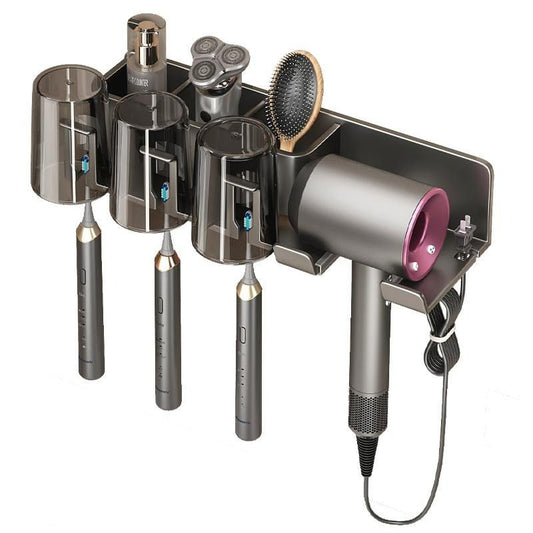 Bathroom Wall Mount Toothbrush and Hair Dryer Holder