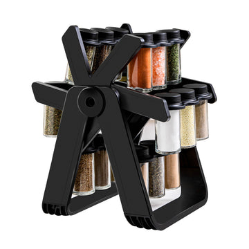 Rotatable Glass Spice Bottle Rack