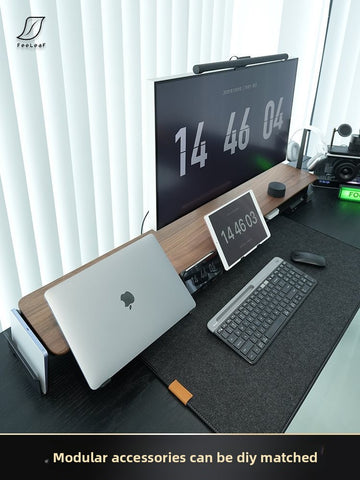 Modular Wood Monitor Stand Desktop Organizer with Accessories